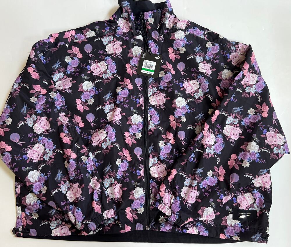 Puma Women's Tabitha Simmons Black Floral Print Reversible Jacket Size L NWT